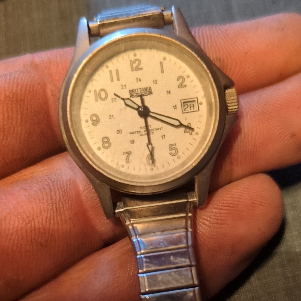 Britannia Silver Watch with White Dial